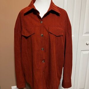 Women's Rust Corduroy Polyester Blend  Shirt Size Large
